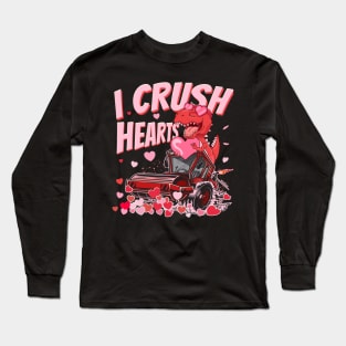 I crush Heart Dinosaur Heart Valentine Long Sleeve T-Shirt